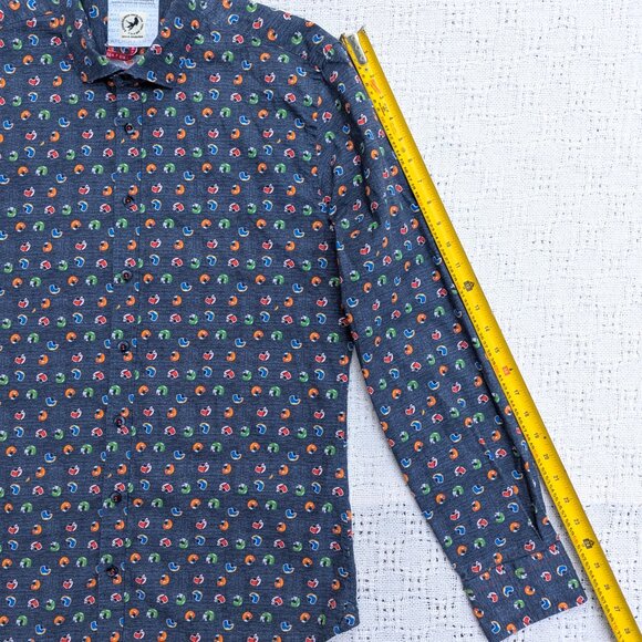 A Fish Named Fred Shirt Men's Button Up Long Sleeve Stretch Helmets Size M - Picture 8 of 11